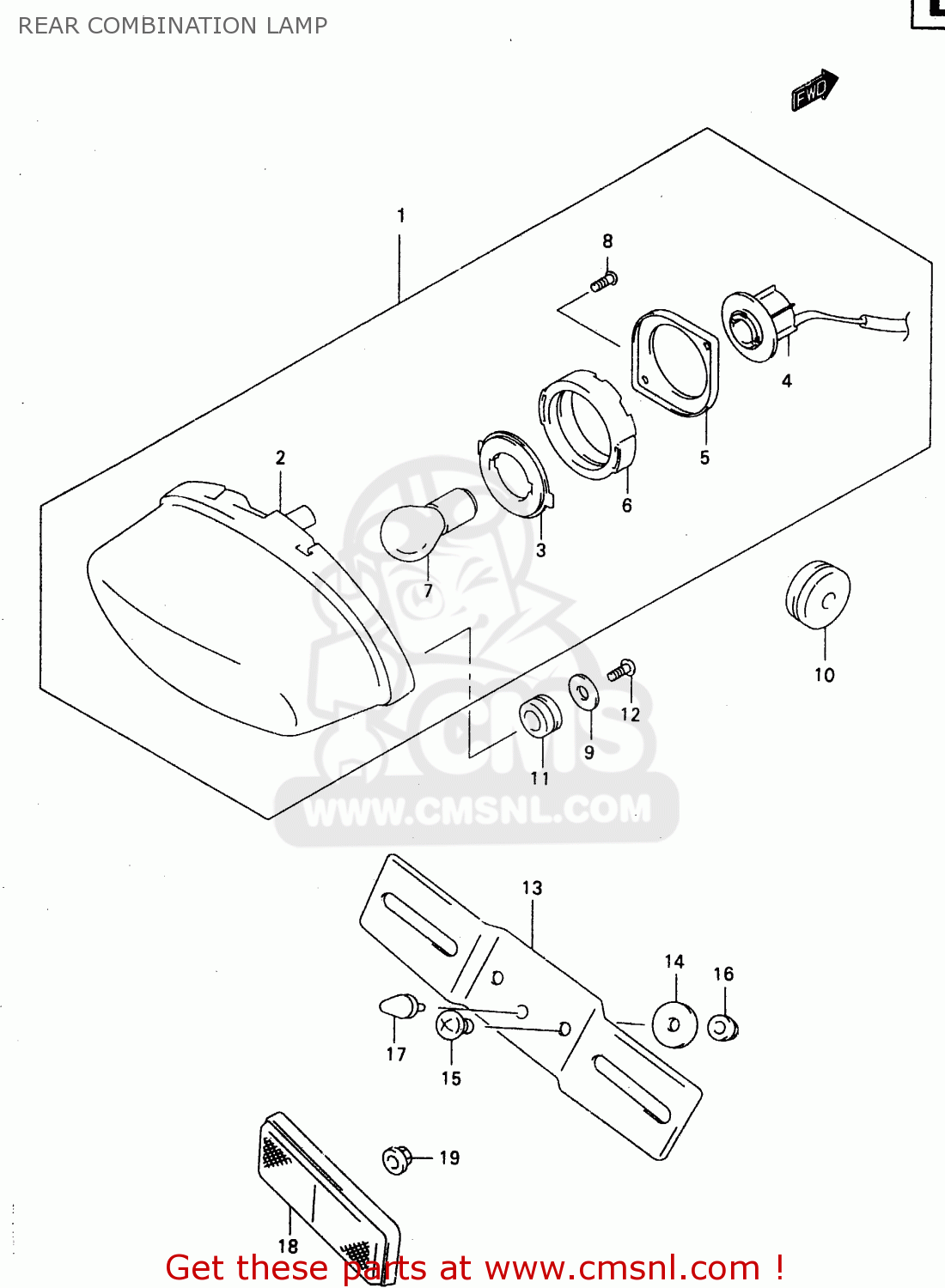 REAR COMBINATION LAMP GZ250 1999 (X) (E01 E02 E04 E17 E18 E22 E24 E25 E34)