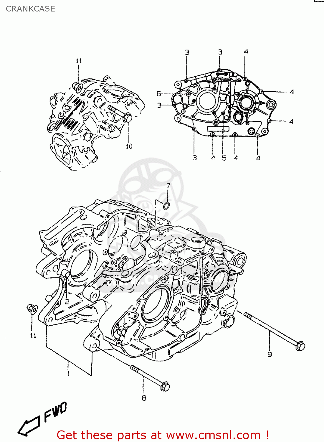CRANKCASE GZ250 1999 (X) (E01 E02 E04 E17 E18 E22 E24 E25 E34)