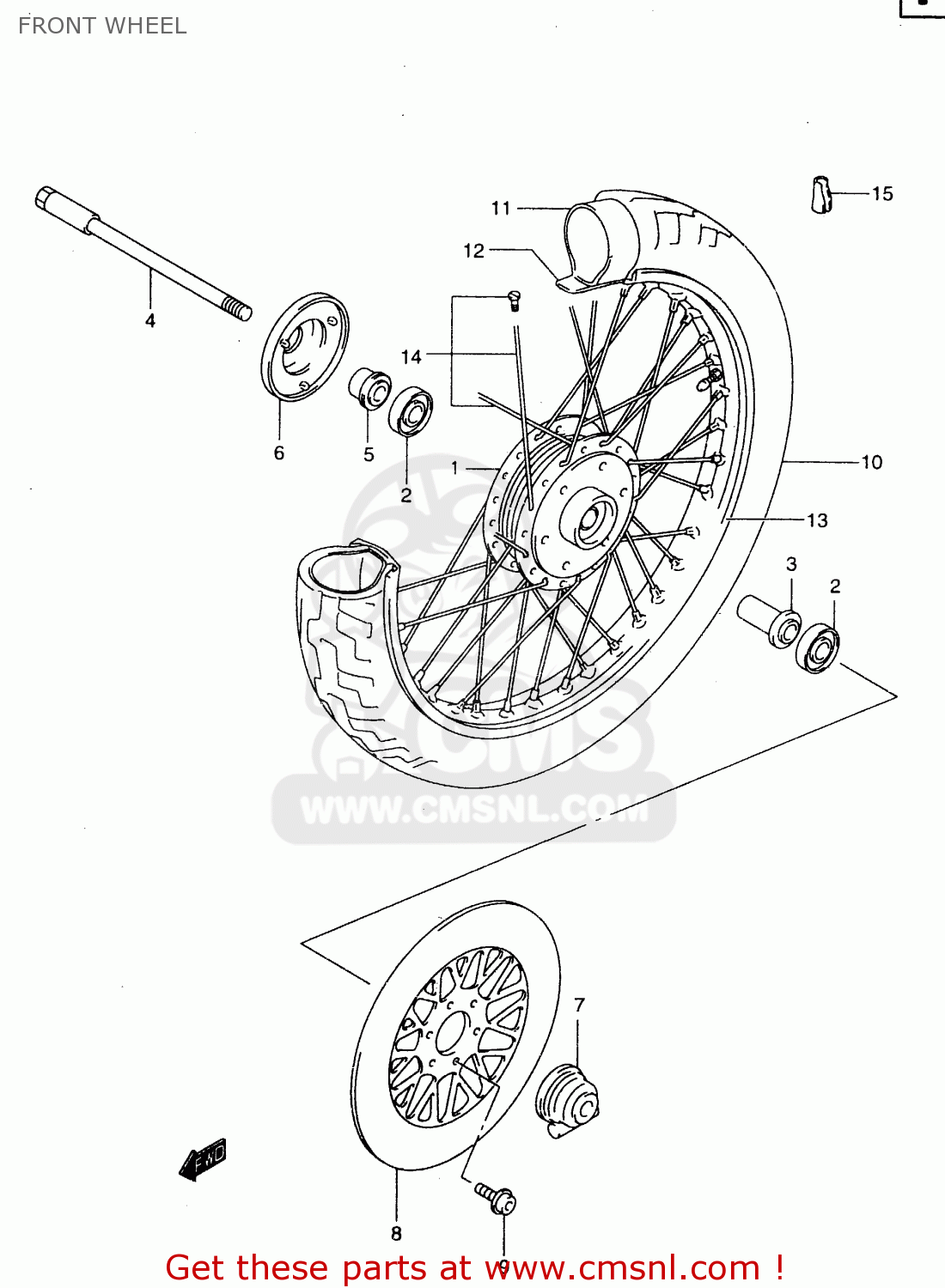 FRONT WHEEL GZ250 1999 (X) (E01 E02 E04 E17 E18 E22 E24 E25 E34)