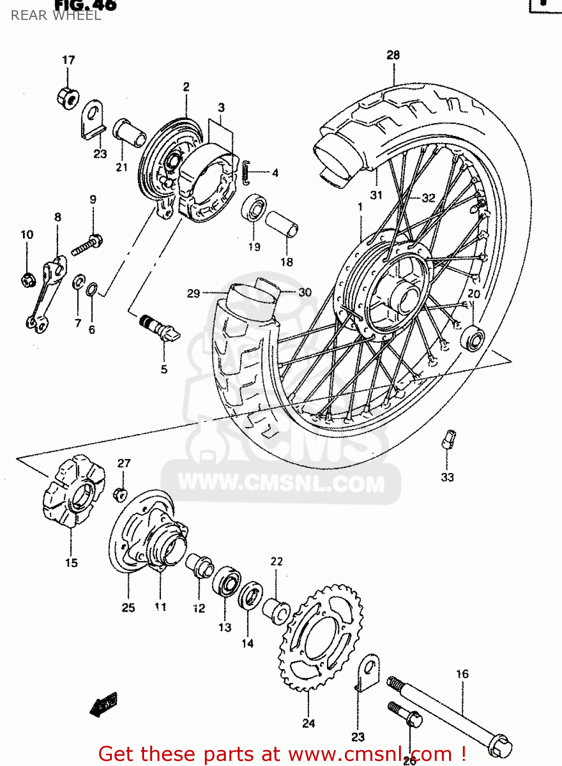 REAR WHEEL GZ250 1999 (X) (E01 E02 E04 E17 E18 E22 E24 E25 E34)