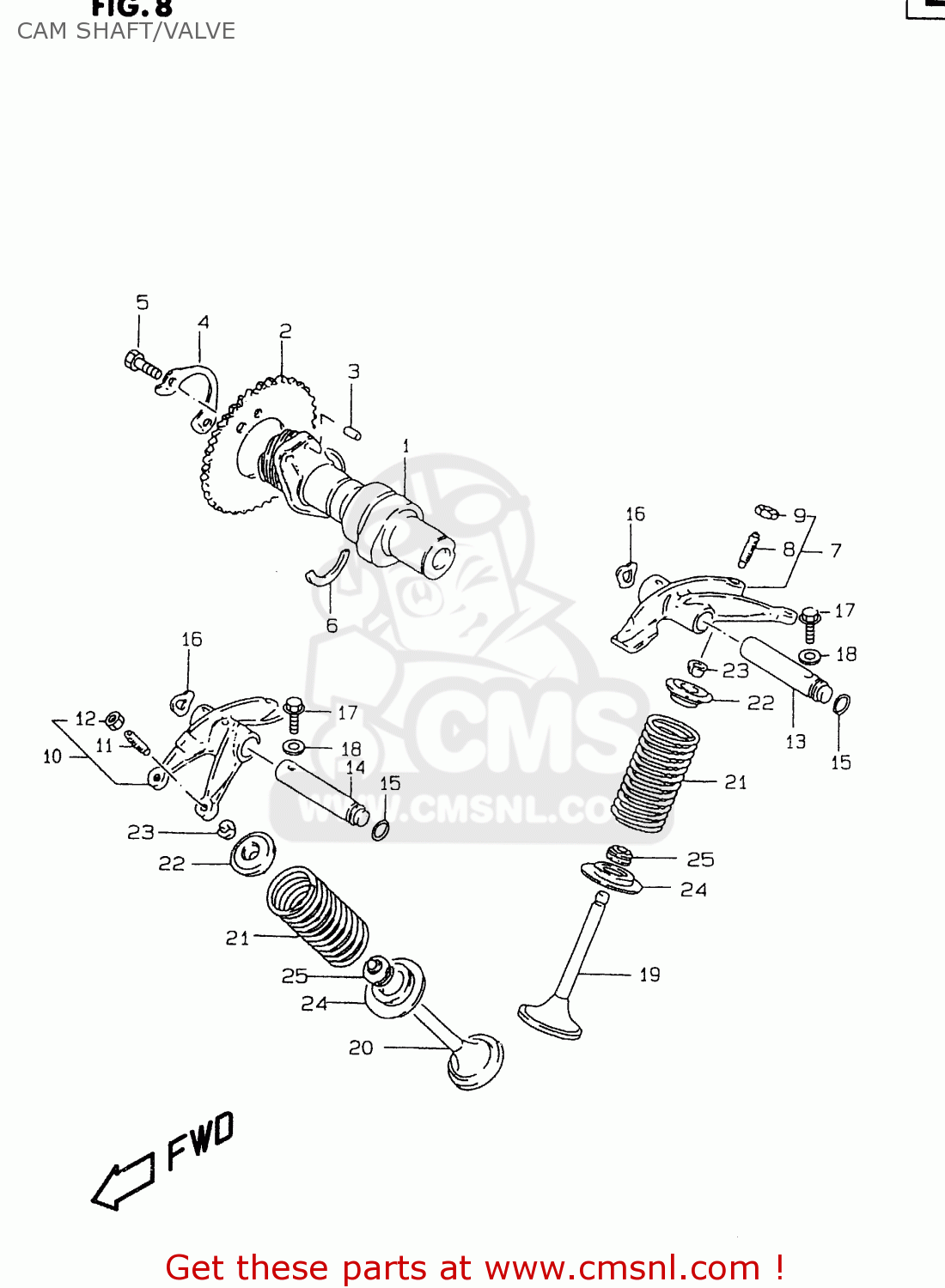 CAM SHAFT/VALVE GZ250 1999 (X) (E01 E02 E04 E17 E18 E22 E24 E25 E34)