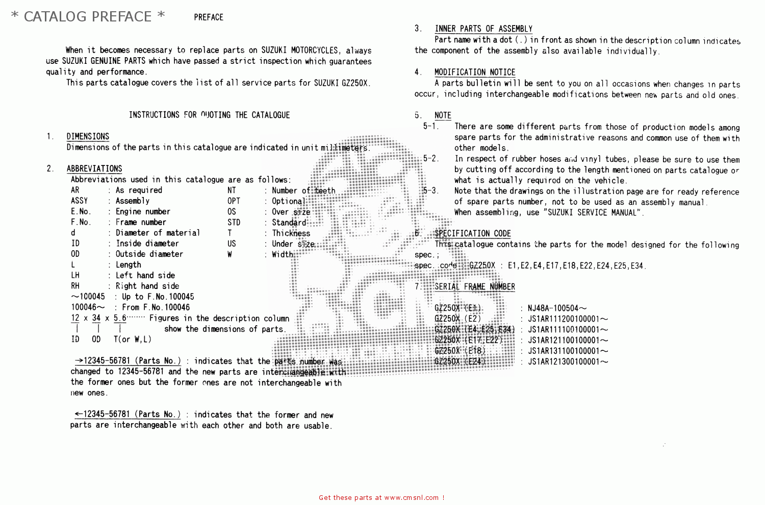 * CATALOG PREFACE * GZ250 1999 (X) (E01 E02 E04 E17 E18 E22 E24 E25 E34)