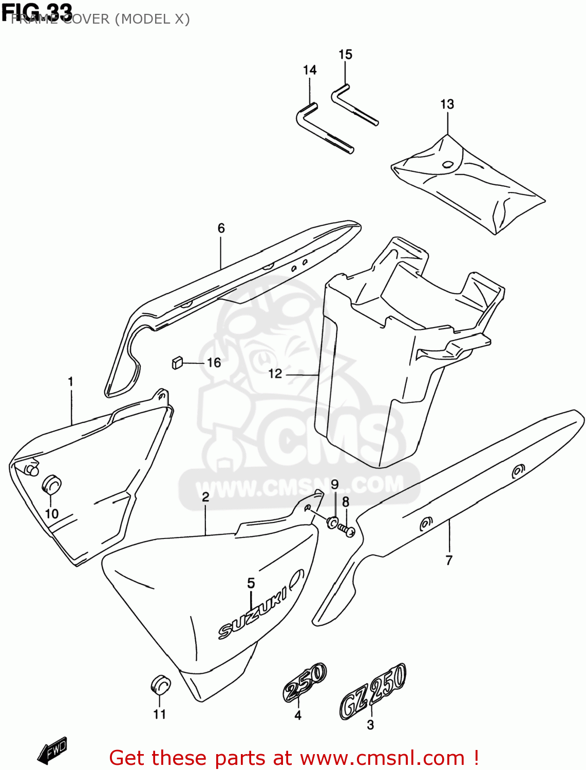 FRAME COVER (MODEL X) GZ250 MARAUDER 1999 (X) USA (E03)