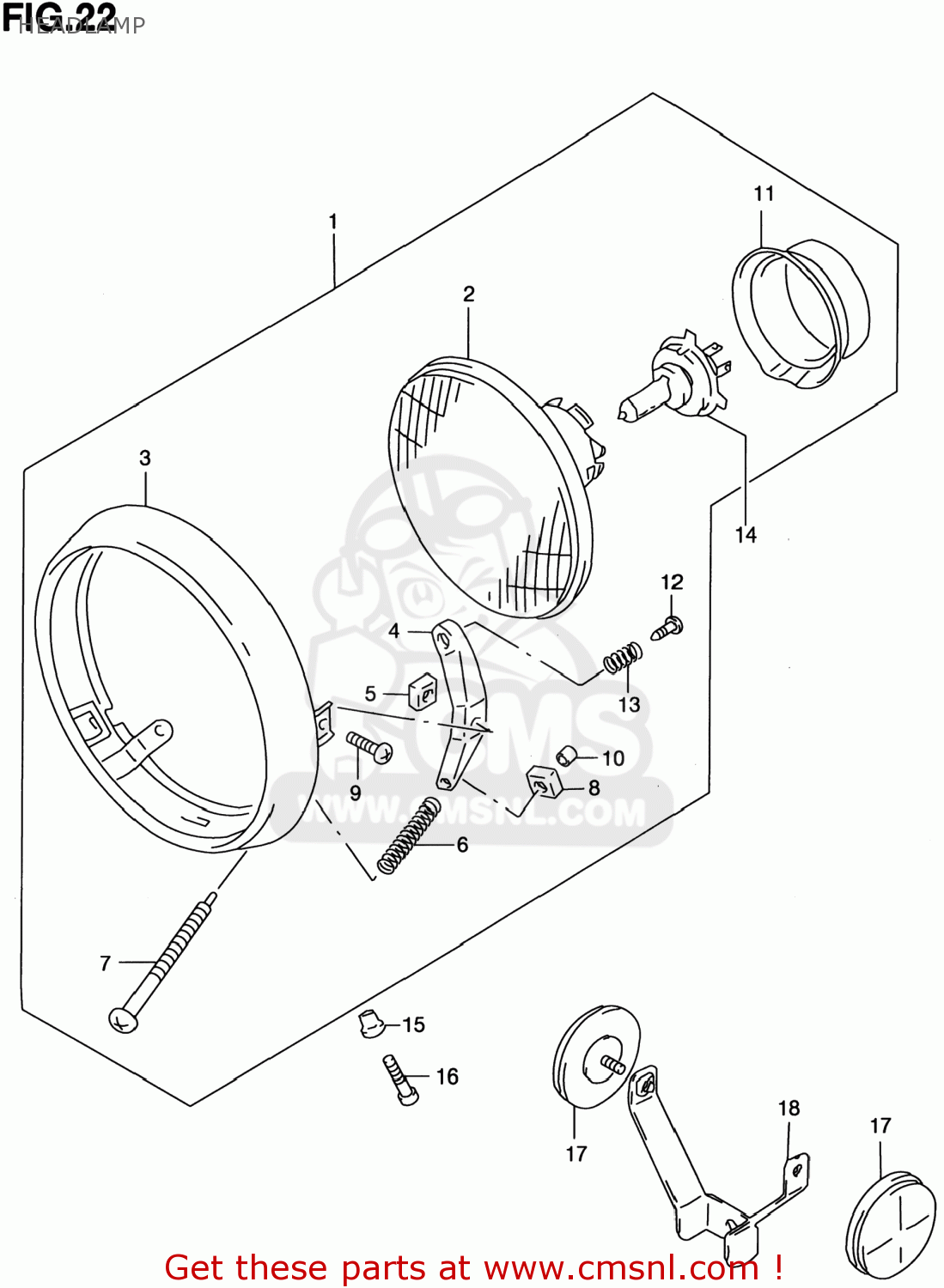 HEADLAMP GZ250 MARAUDER 1999 (X) USA (E03)