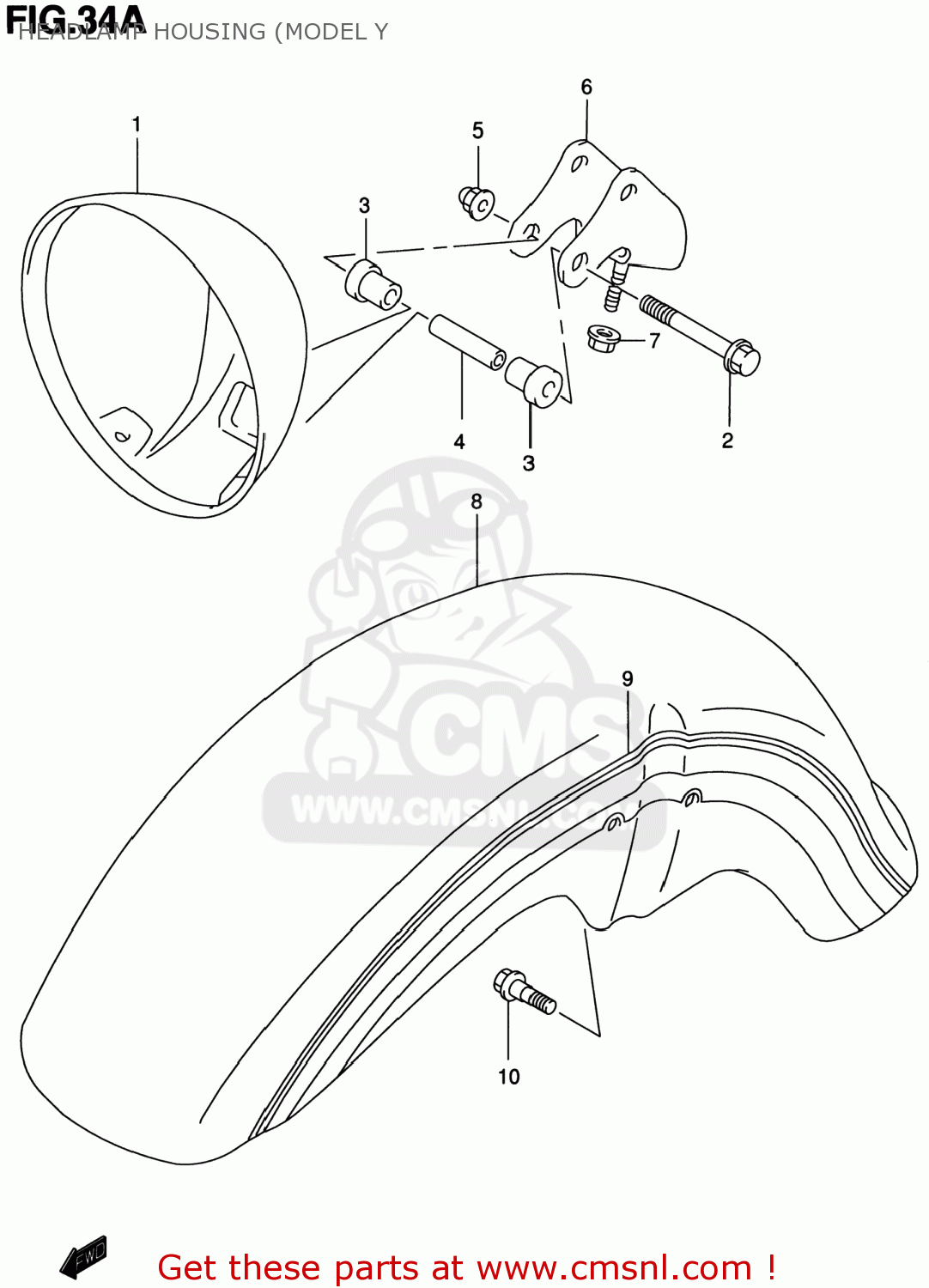 HEADLAMP HOUSING (MODEL Y GZ250 MARAUDER 1999 (X) USA (E03)