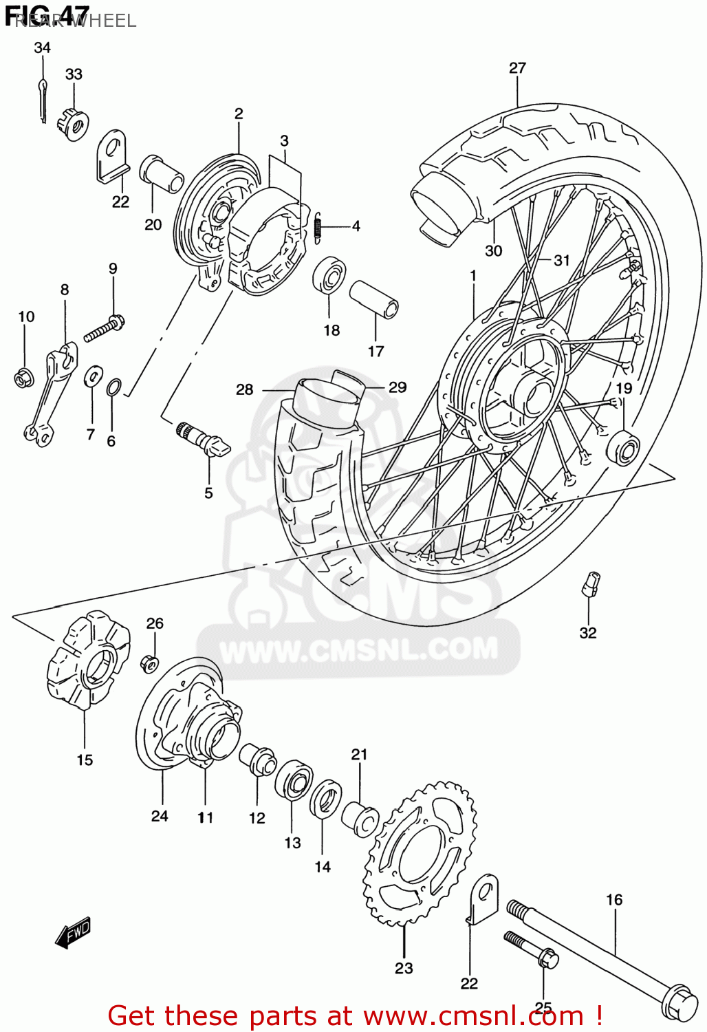 REAR WHEEL GZ250 MARAUDER 1999 (X) USA (E03)