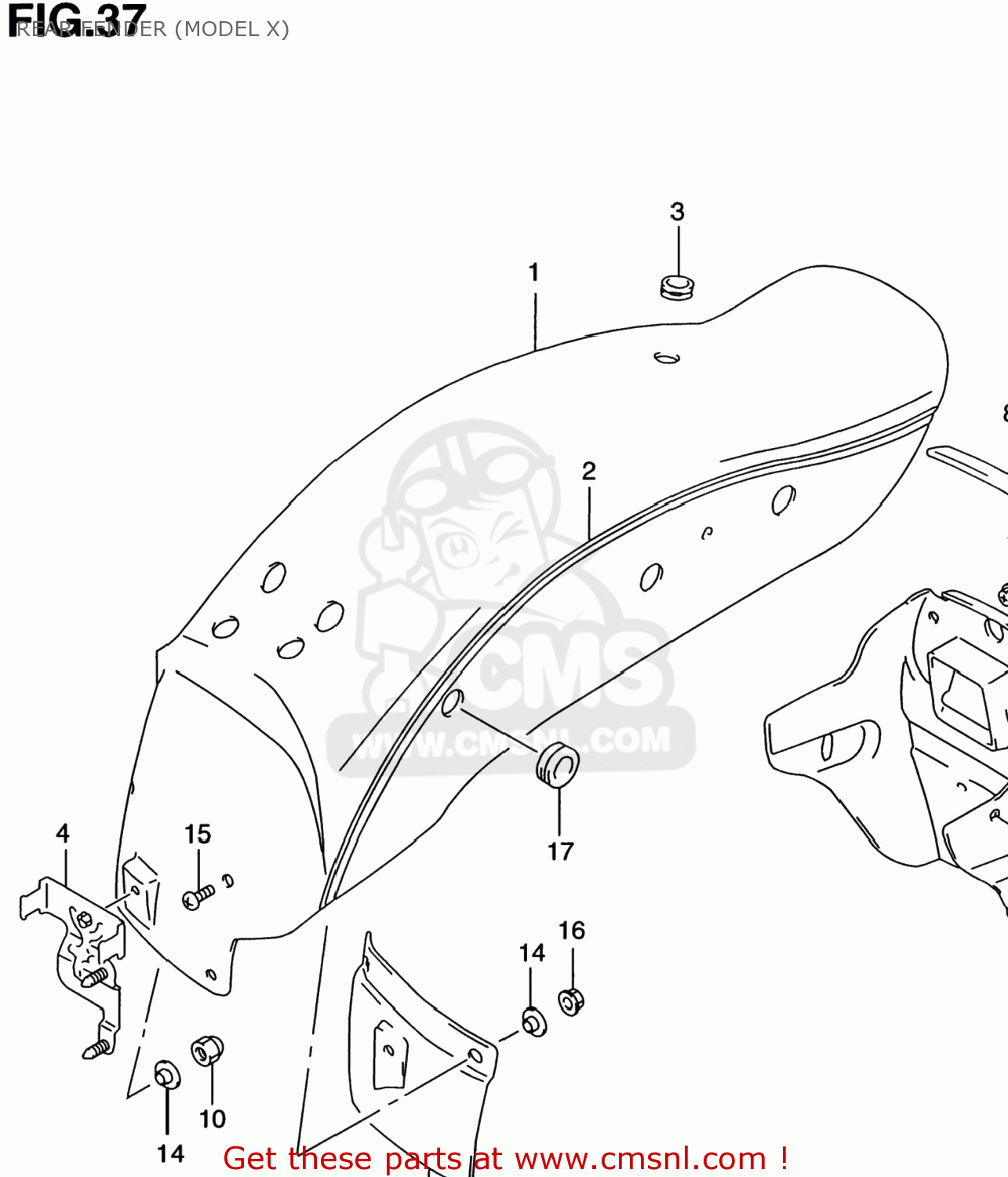 REAR FENDER (MODEL X) GZ250 MARAUDER 2000 (Y) USA (E03)