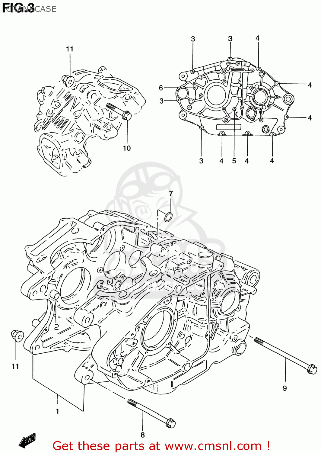 CRANKCASE GZ250 MARAUDER 2001 (K1) USA (E03)