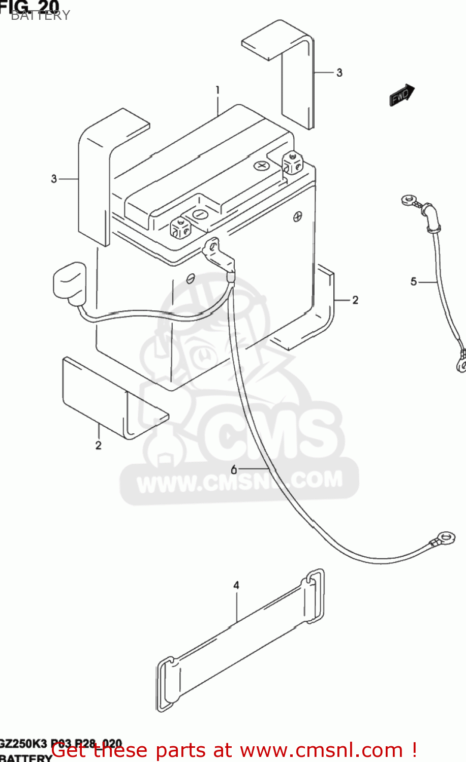 BATTERY GZ250 MARAUDER 2002 (K2) USA (E03)