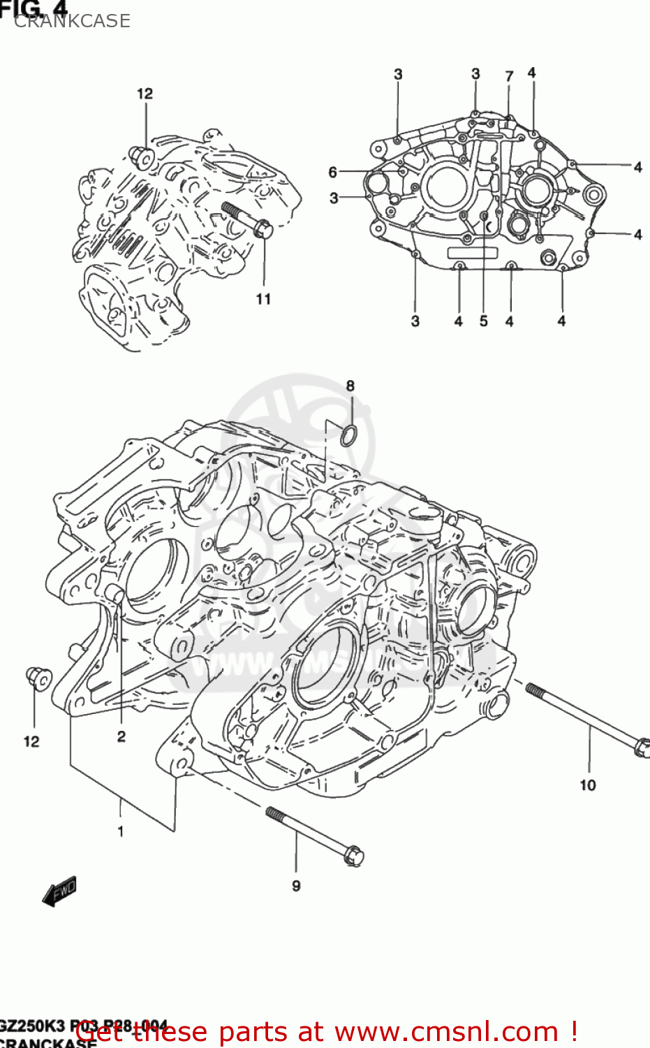 CRANKCASE GZ250 MARAUDER 2002 (K2) USA (E03)