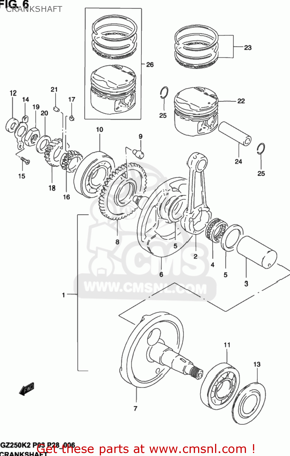 CRANKSHAFT GZ250 MARAUDER 2002 (K2) USA (E03)