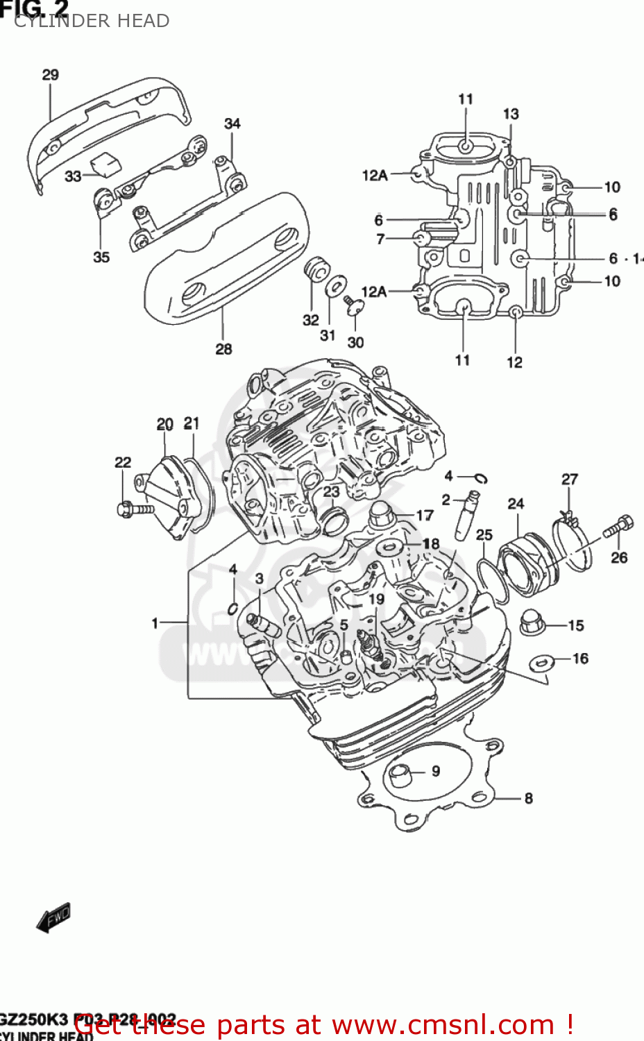 CYLINDER HEAD GZ250 MARAUDER 2002 (K2) USA (E03)