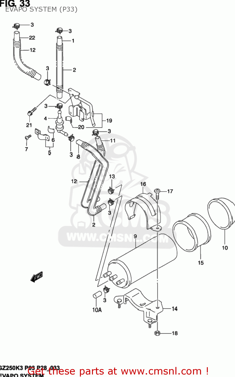 EVAPO SYSTEM (P33) GZ250 MARAUDER 2002 (K2) USA (E03)