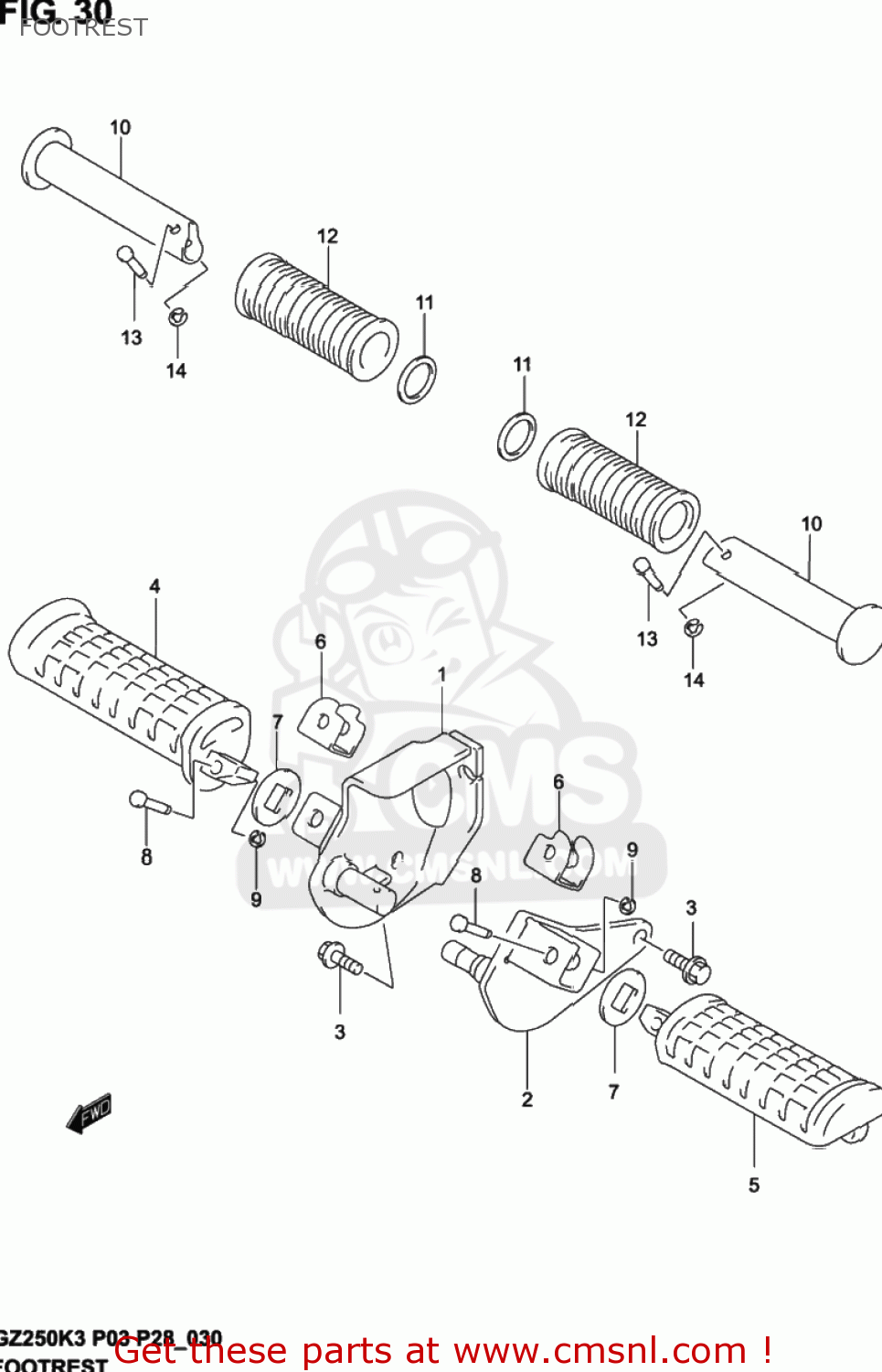 FOOTREST GZ250 MARAUDER 2002 (K2) USA (E03)