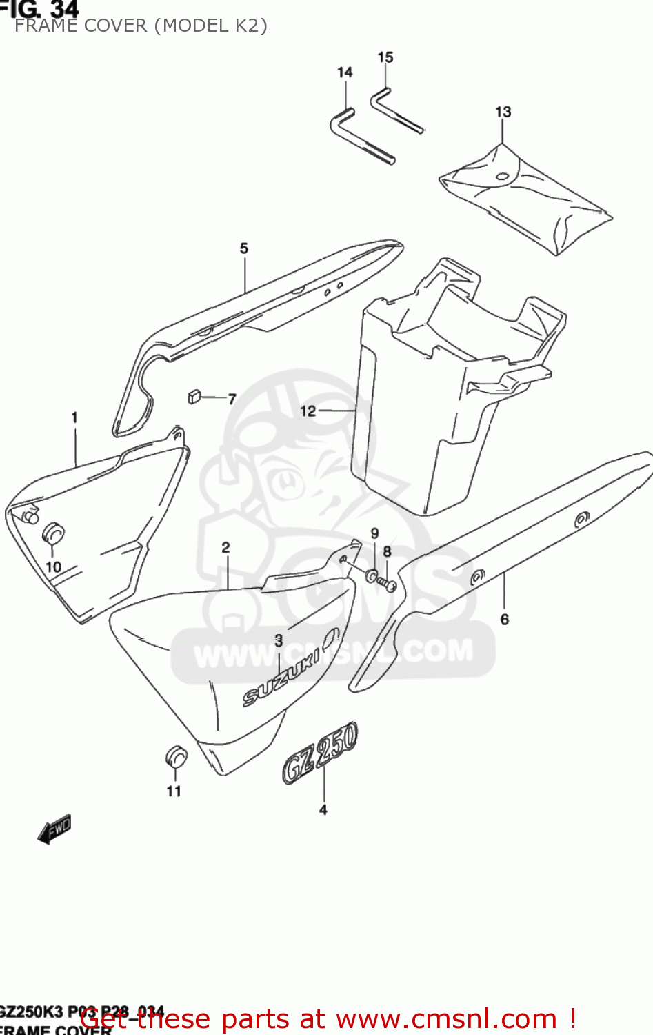 FRAME COVER (MODEL K2) GZ250 MARAUDER 2002 (K2) USA (E03)