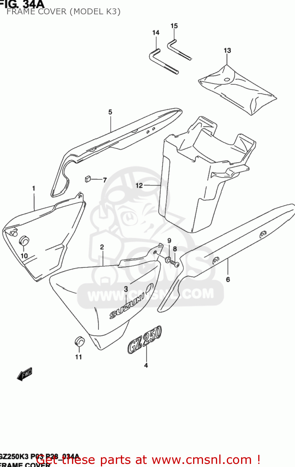 FRAME COVER (MODEL K3) GZ250 MARAUDER 2002 (K2) USA (E03)