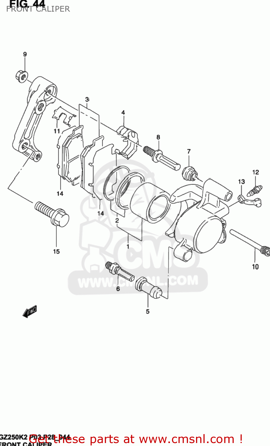 FRONT CALIPER GZ250 MARAUDER 2002 (K2) USA (E03)