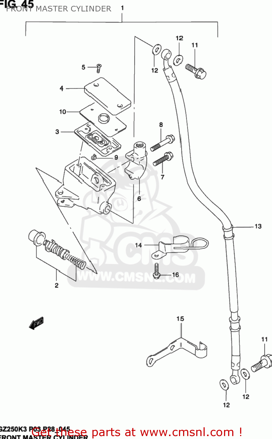 FRONT MASTER CYLINDER GZ250 MARAUDER 2002 (K2) USA (E03)
