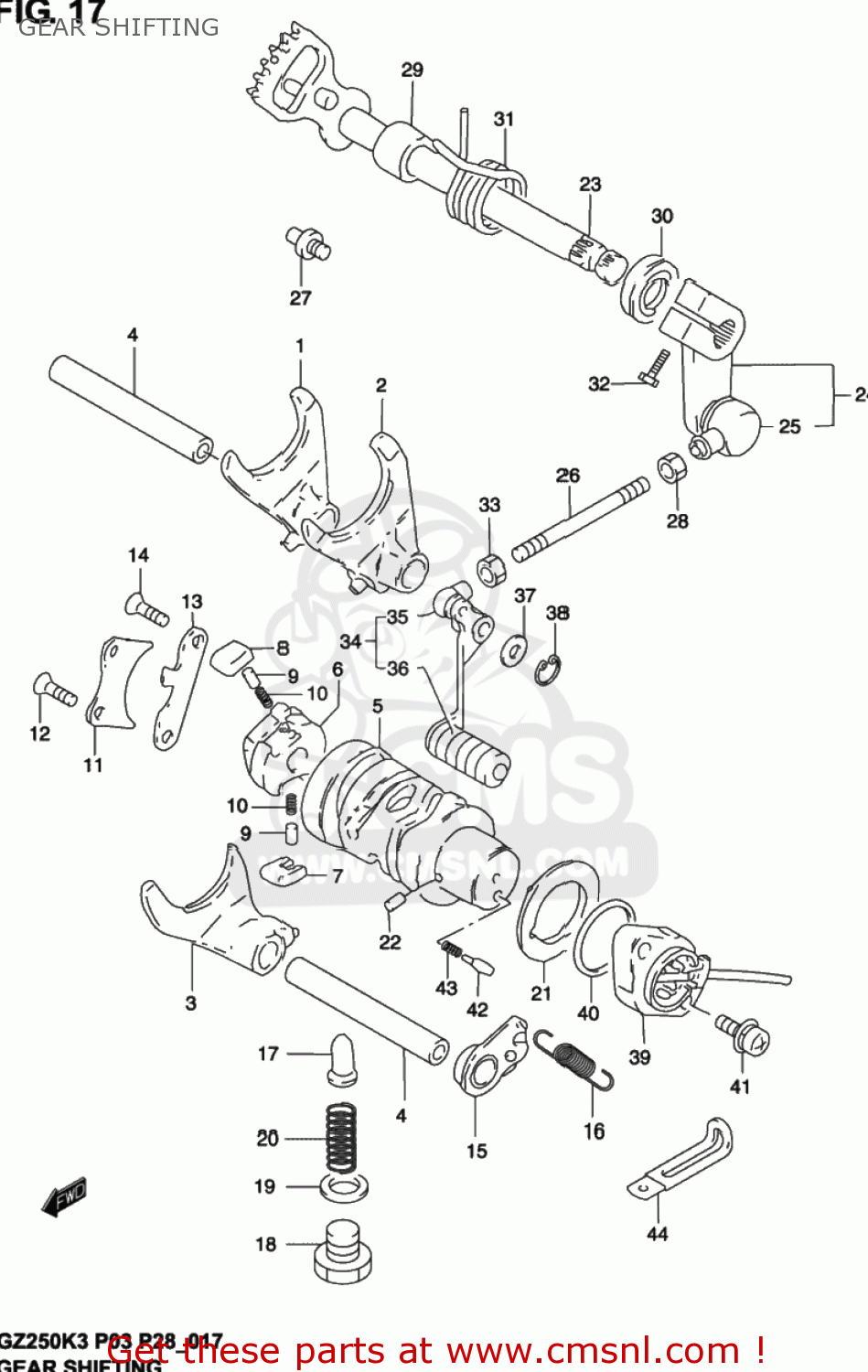 GEAR SHIFTING GZ250 MARAUDER 2002 (K2) USA (E03)