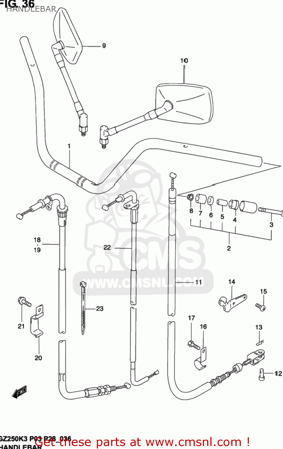 HANDLEBAR GZ250 MARAUDER 2002 (K2) USA (E03)