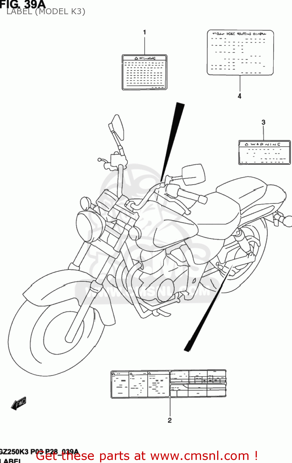 LABEL (MODEL K3) GZ250 MARAUDER 2002 (K2) USA (E03)