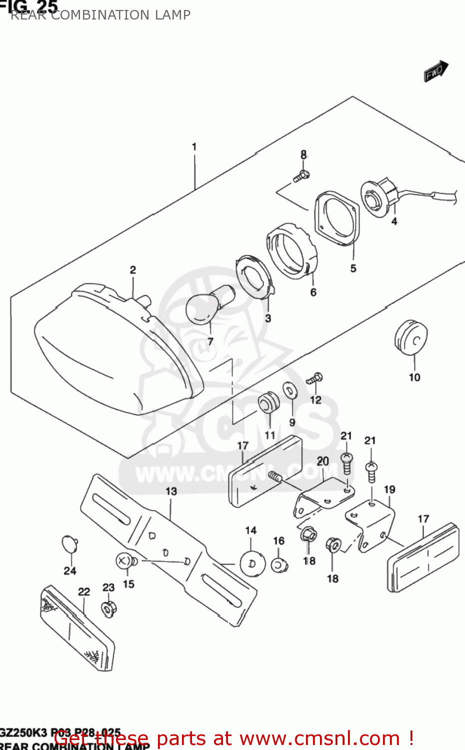 REAR COMBINATION LAMP GZ250 MARAUDER 2002 (K2) USA (E03)