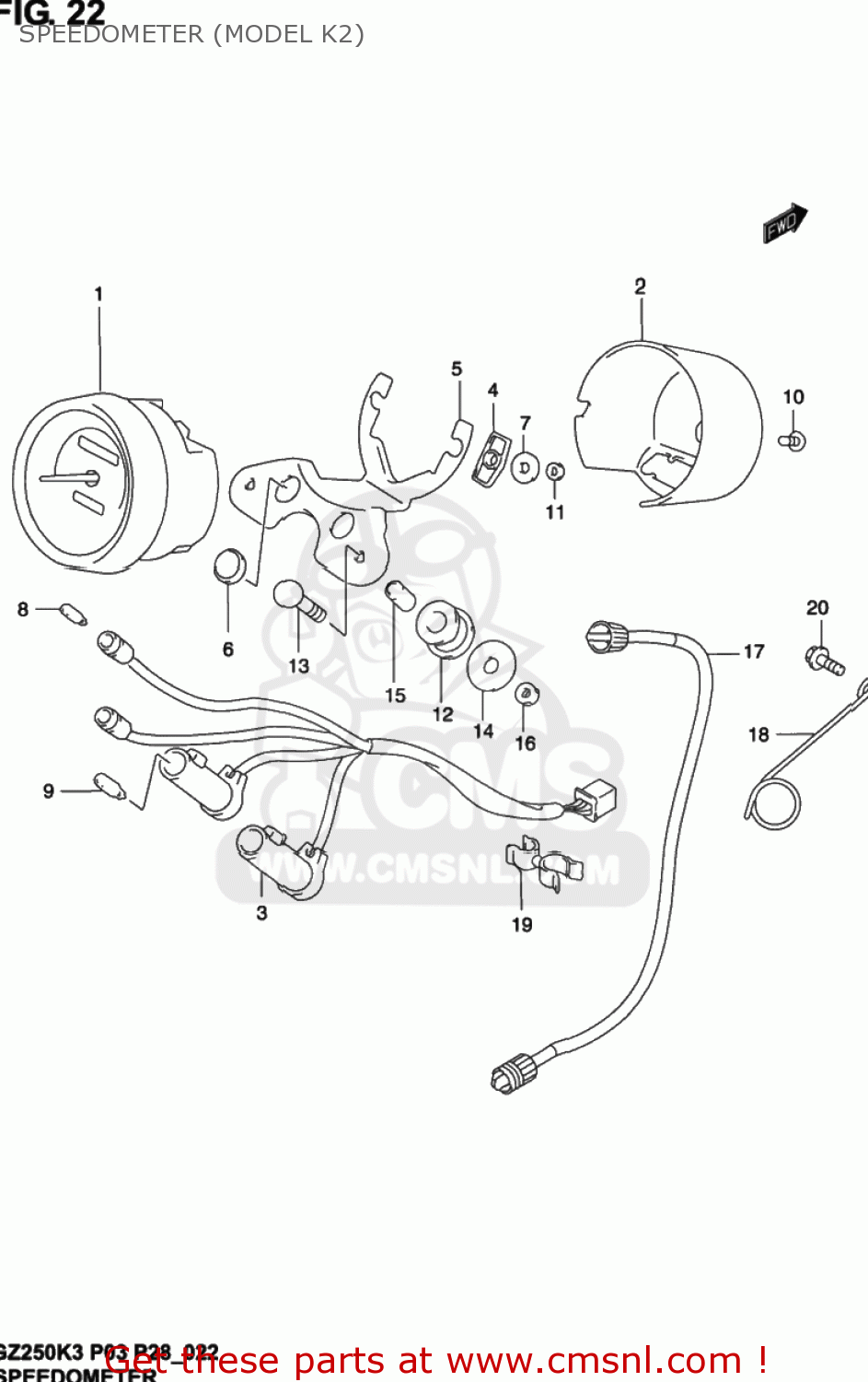 SPEEDOMETER (MODEL K2) GZ250 MARAUDER 2002 (K2) USA (E03)
