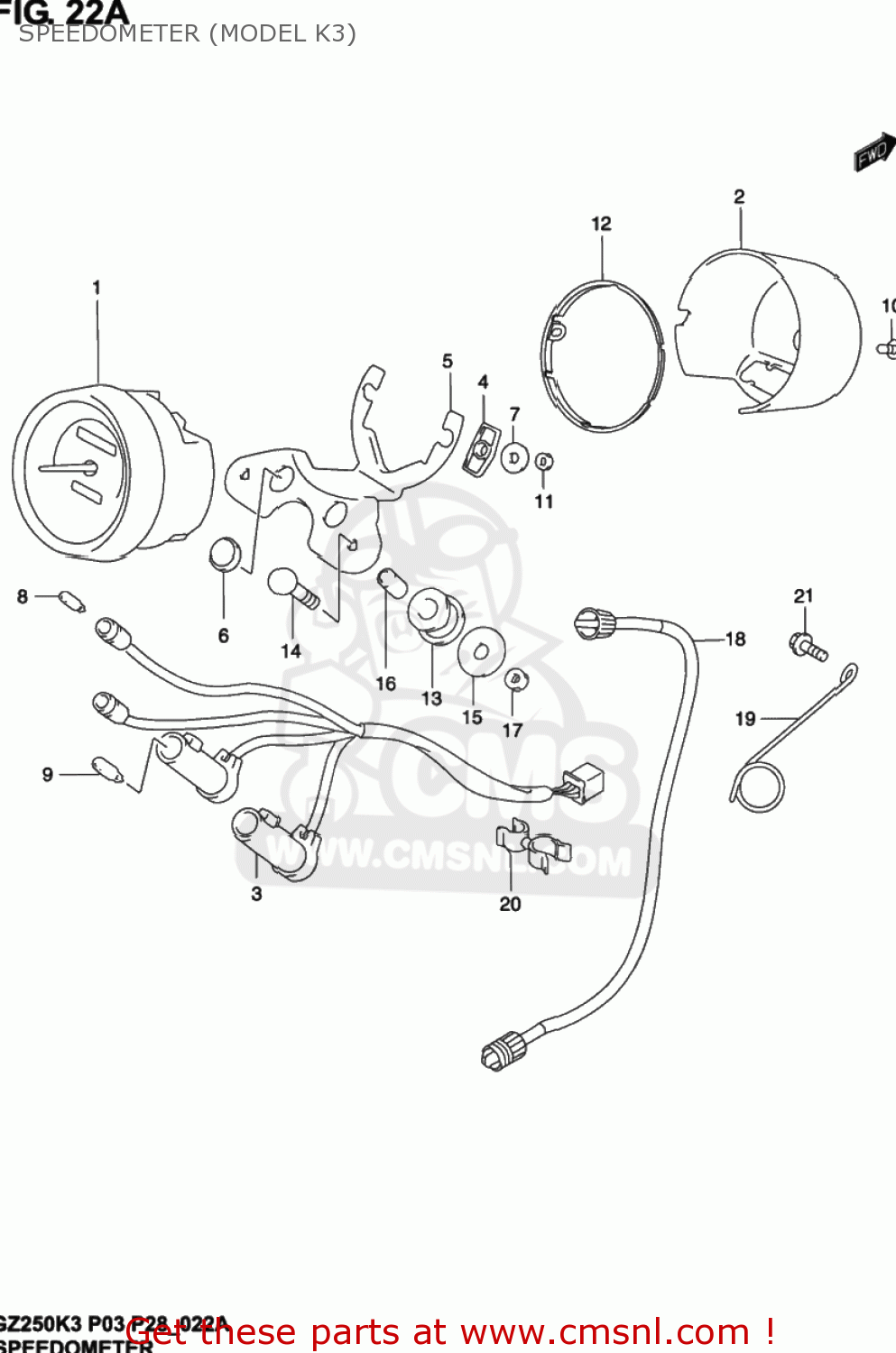 SPEEDOMETER (MODEL K3) GZ250 MARAUDER 2002 (K2) USA (E03)