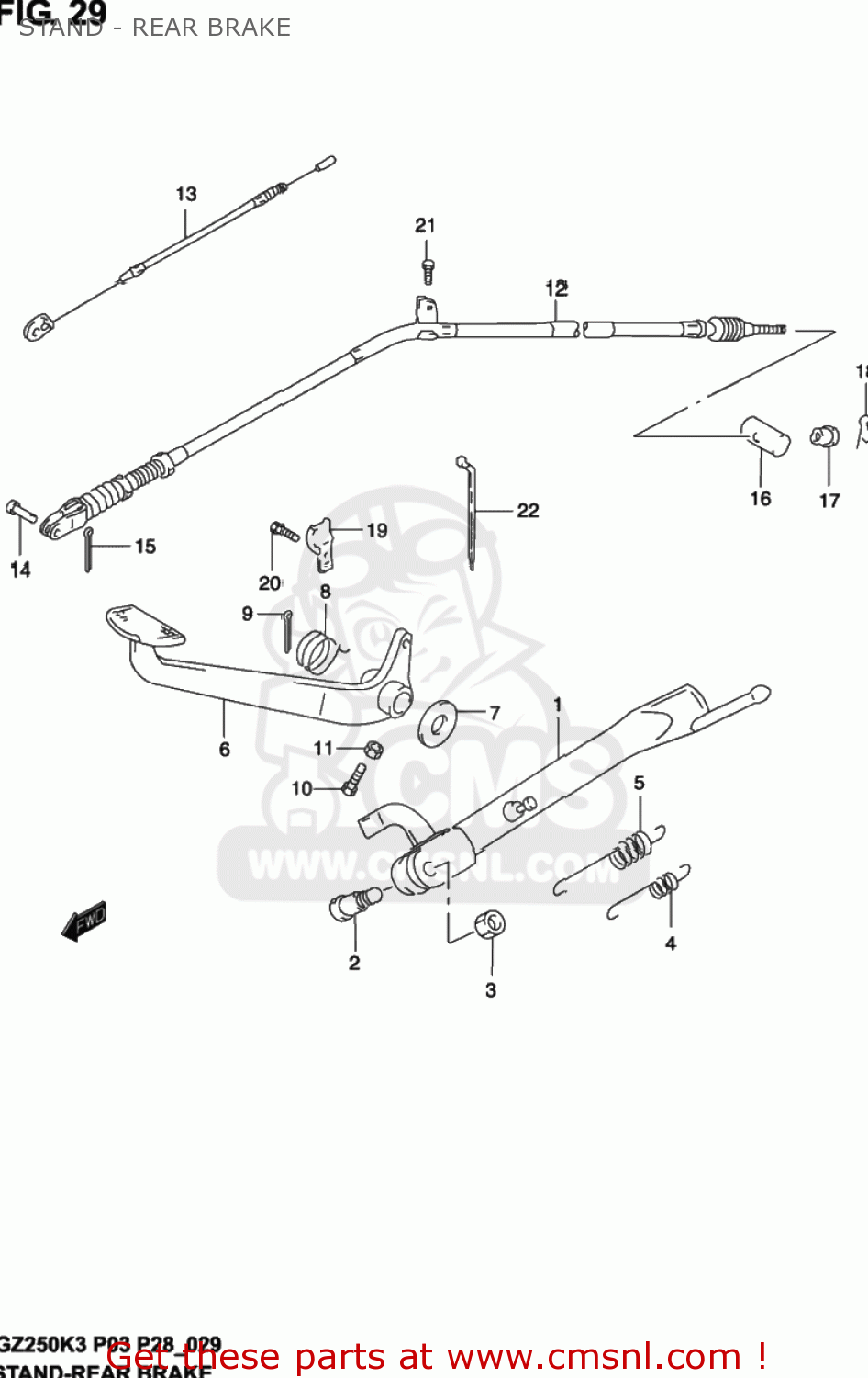 STAND - REAR BRAKE GZ250 MARAUDER 2002 (K2) USA (E03)