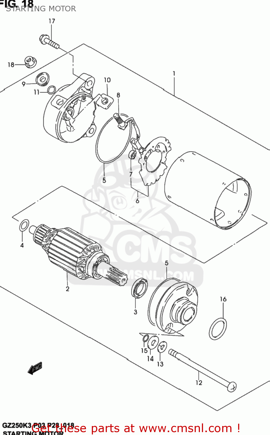 STARTING MOTOR GZ250 MARAUDER 2002 (K2) USA (E03)