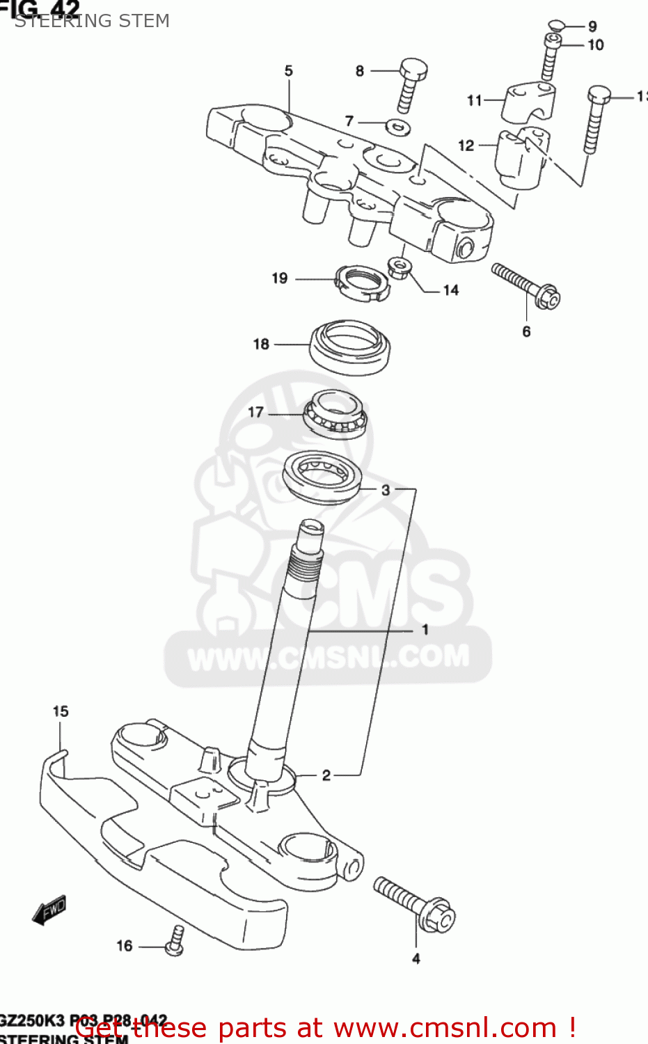 STEERING STEM GZ250 MARAUDER 2002 (K2) USA (E03)
