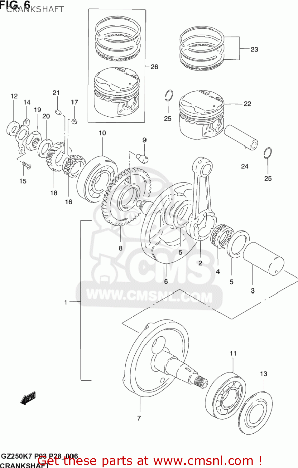 CRANKSHAFT GZ250 MARAUDER 2003 (K3) USA (E03)