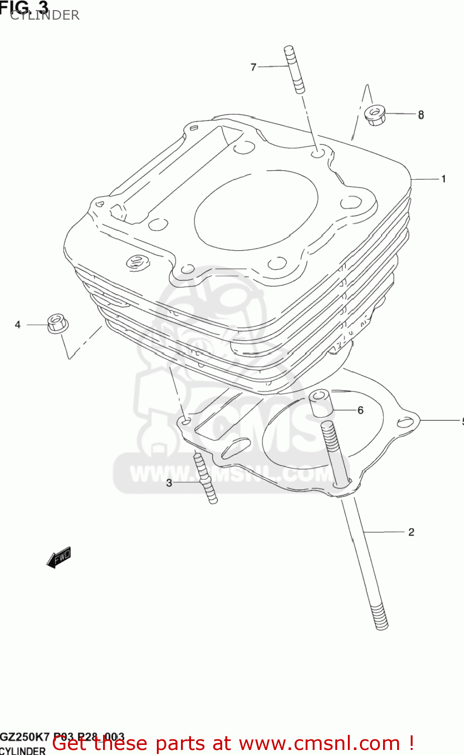 CYLINDER GZ250 MARAUDER 2003 (K3) USA (E03)