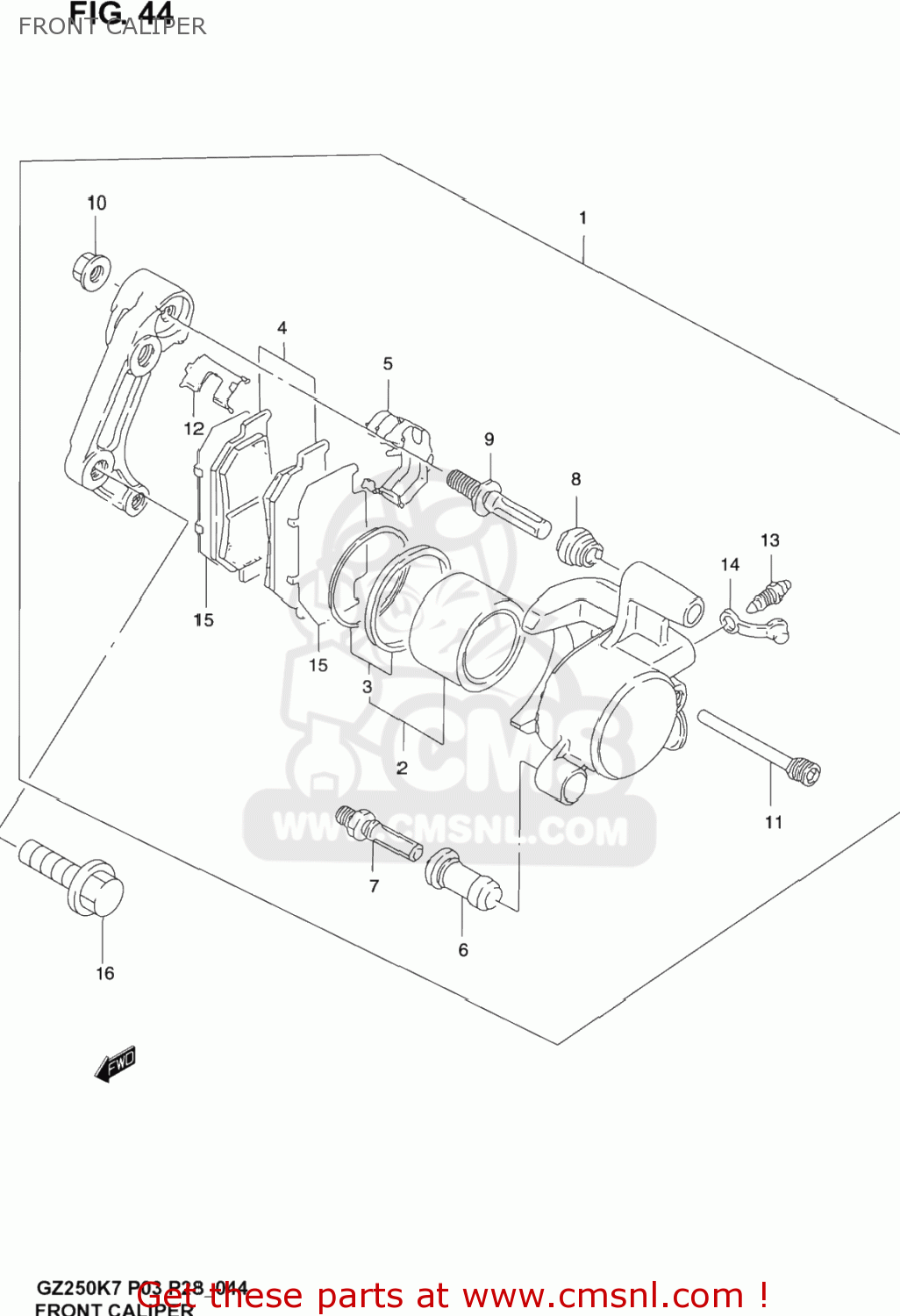 FRONT CALIPER GZ250 MARAUDER 2003 (K3) USA (E03)