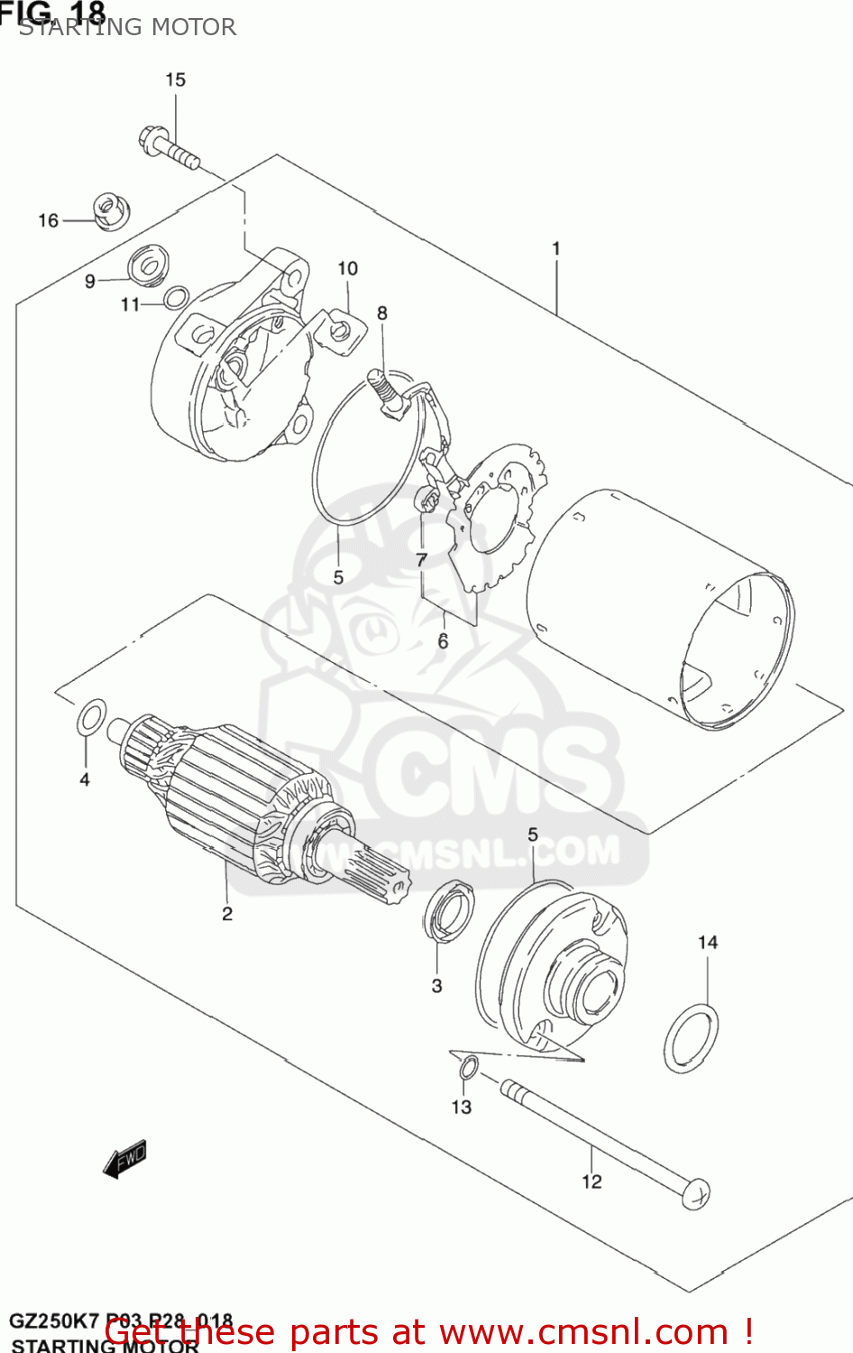 STARTING MOTOR GZ250 MARAUDER 2003 (K3) USA (E03)