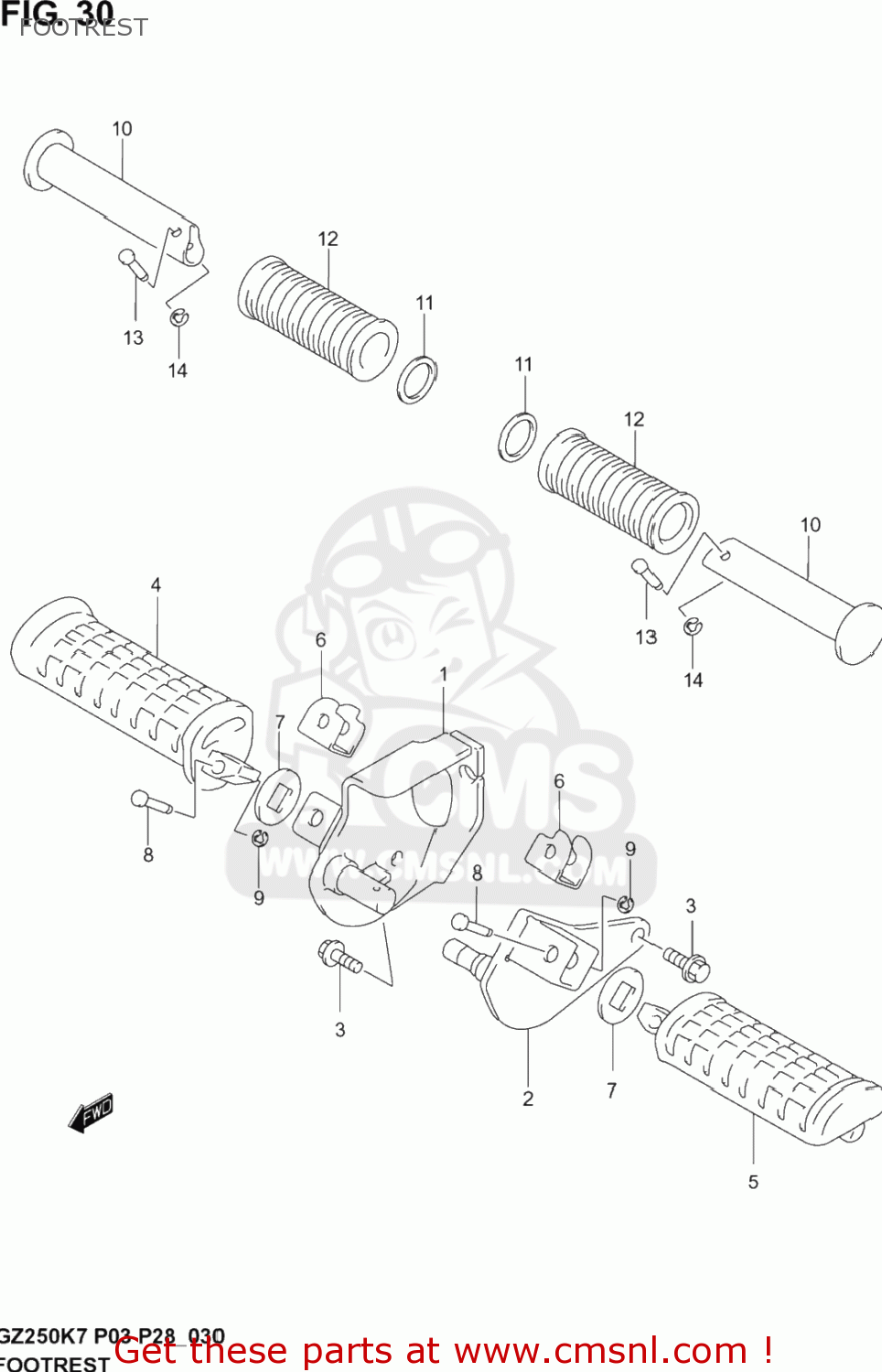 FOOTREST GZ250 MARAUDER 2004 (K4) USA (E03)