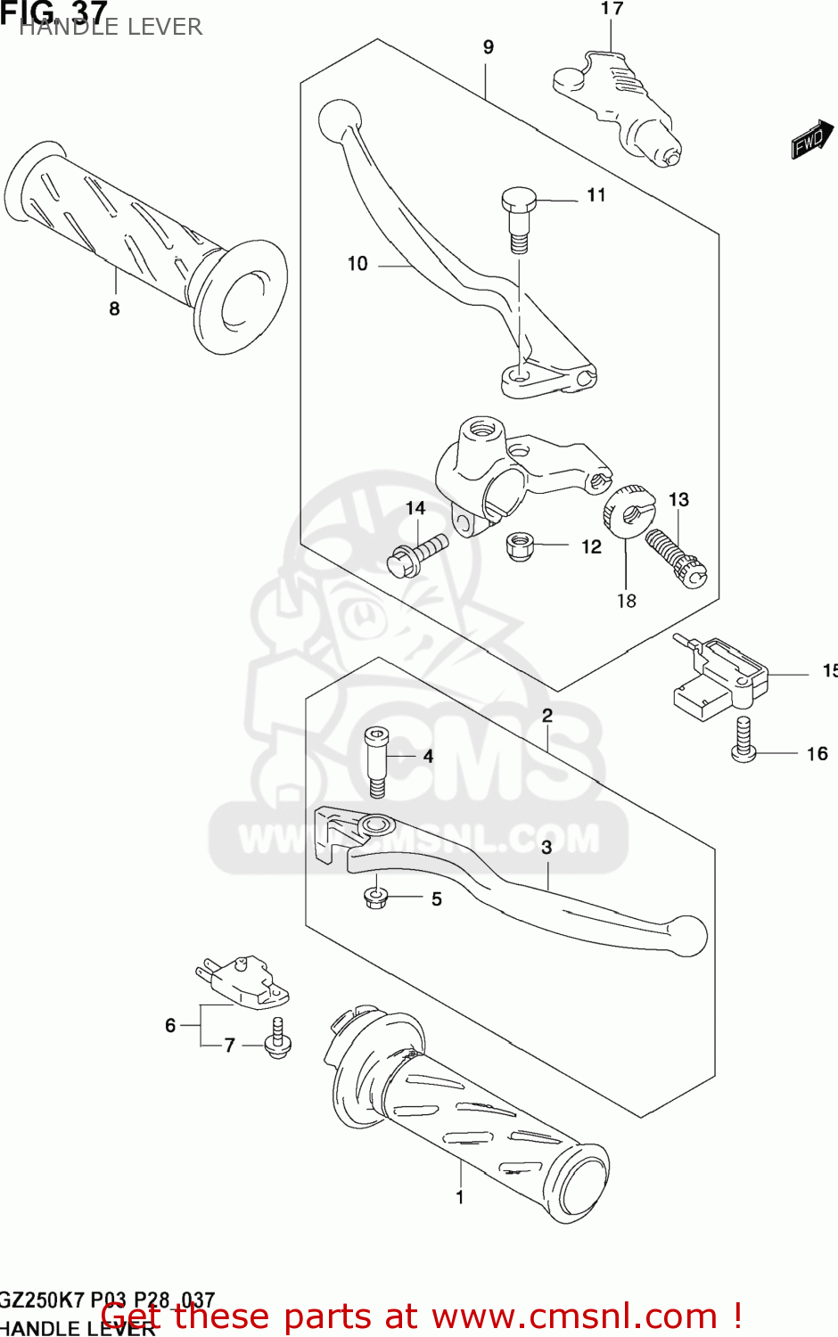 HANDLE LEVER GZ250 MARAUDER 2004 (K4) USA (E03)