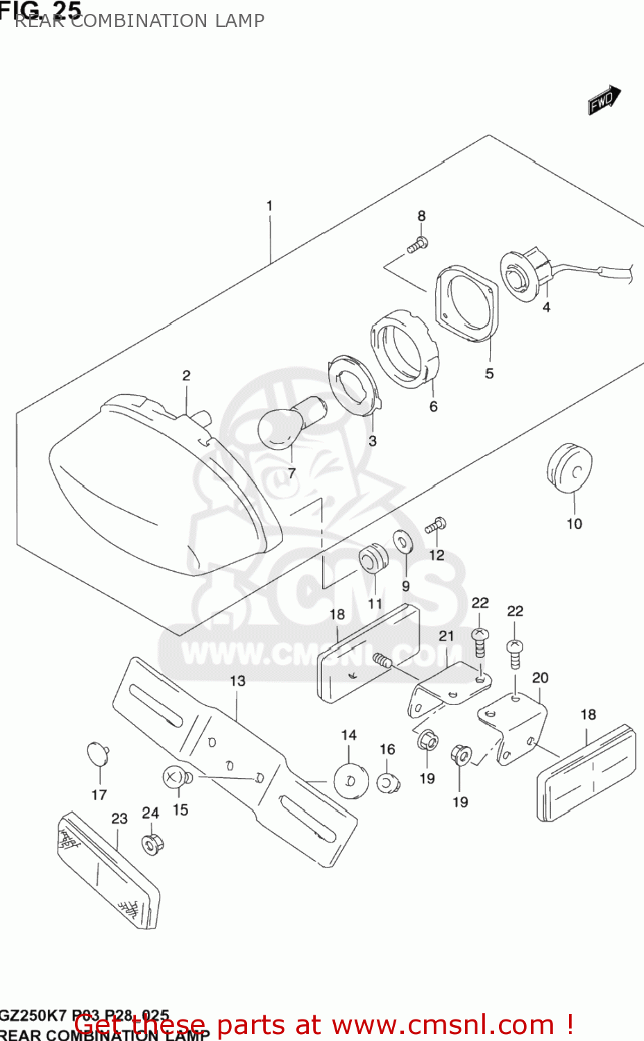 REAR COMBINATION LAMP GZ250 MARAUDER 2004 (K4) USA (E03)