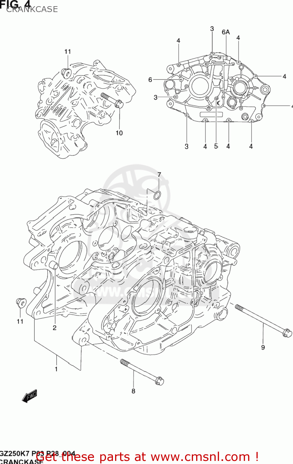 CRANKCASE GZ250 MARAUDER 2005 (K5) USA (E03)