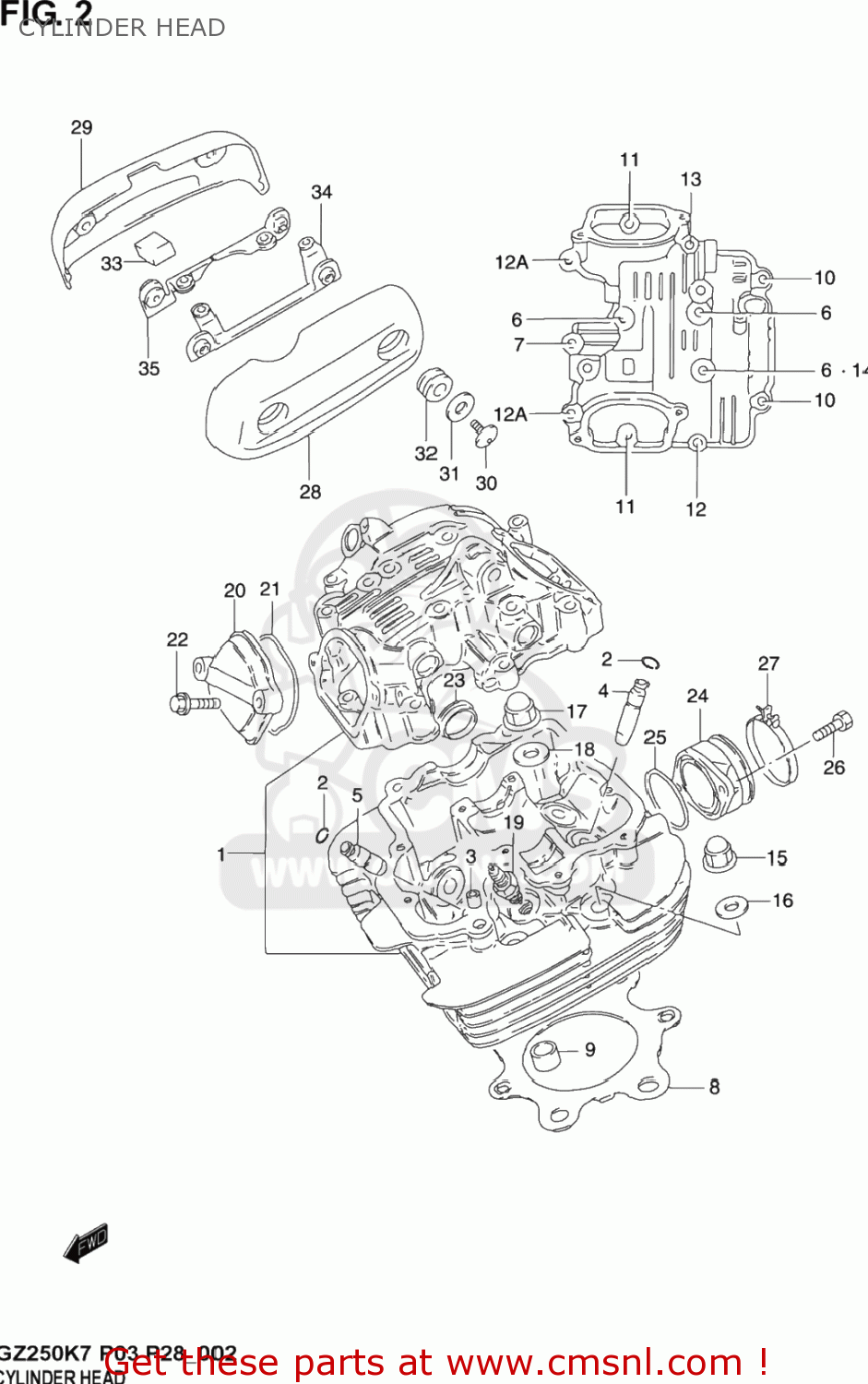 CYLINDER HEAD GZ250 MARAUDER 2005 (K5) USA (E03)
