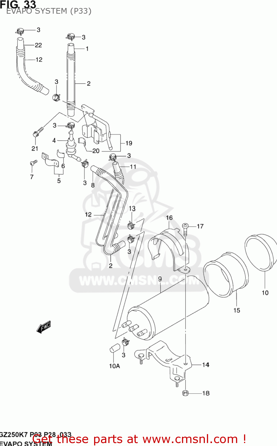 EVAPO SYSTEM (P33) GZ250 MARAUDER 2005 (K5) USA (E03)