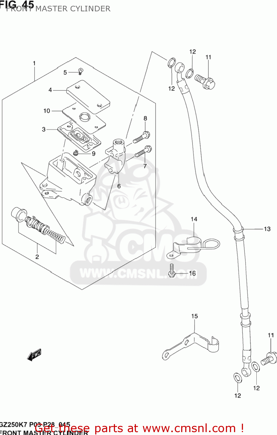 FRONT MASTER CYLINDER GZ250 MARAUDER 2005 (K5) USA (E03)