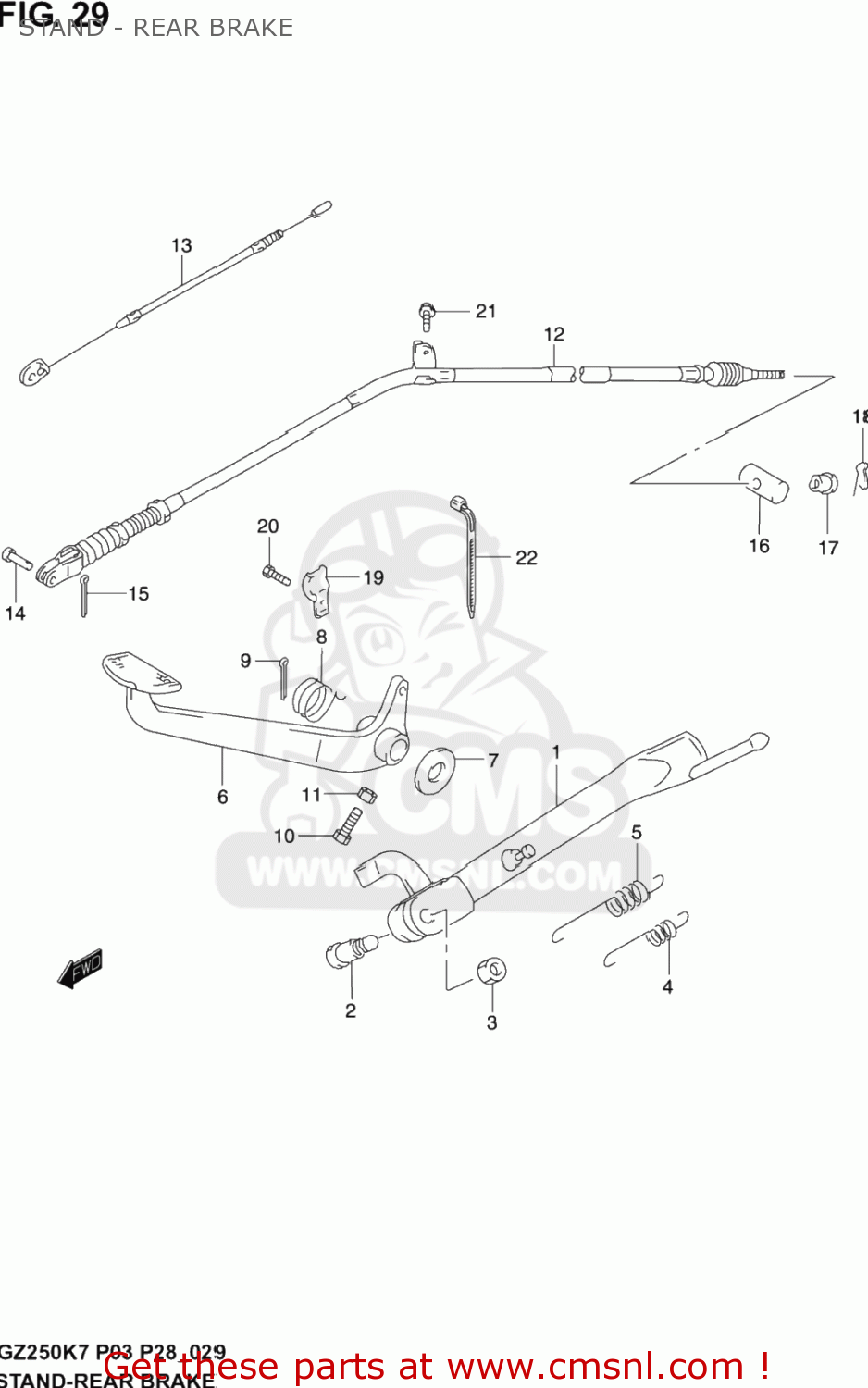 STAND - REAR BRAKE GZ250 MARAUDER 2005 (K5) USA (E03)