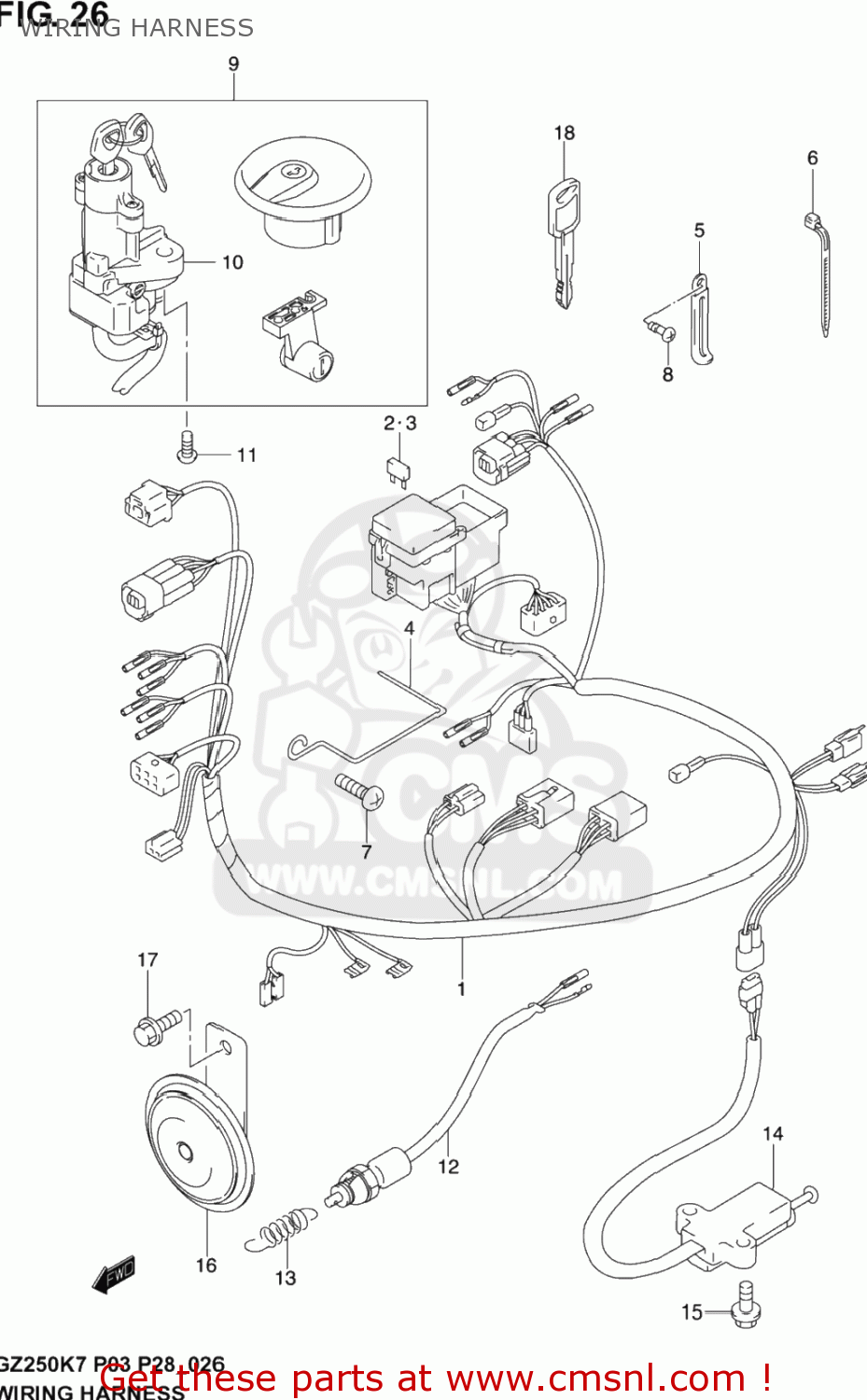 WIRING HARNESS GZ250 MARAUDER 2005 (K5) USA (E03)