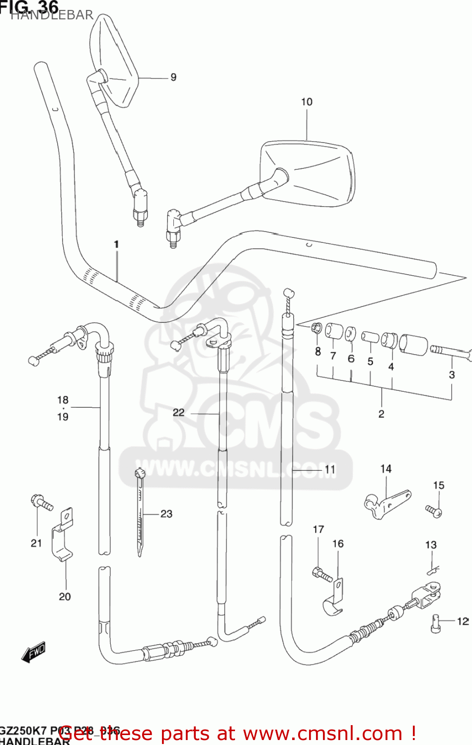 HANDLEBAR GZ250 MARAUDER 2006 (K6) USA (E03)