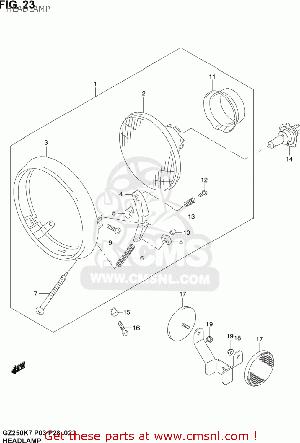 HEADLAMP GZ250 MARAUDER 2006 (K6) USA (E03)