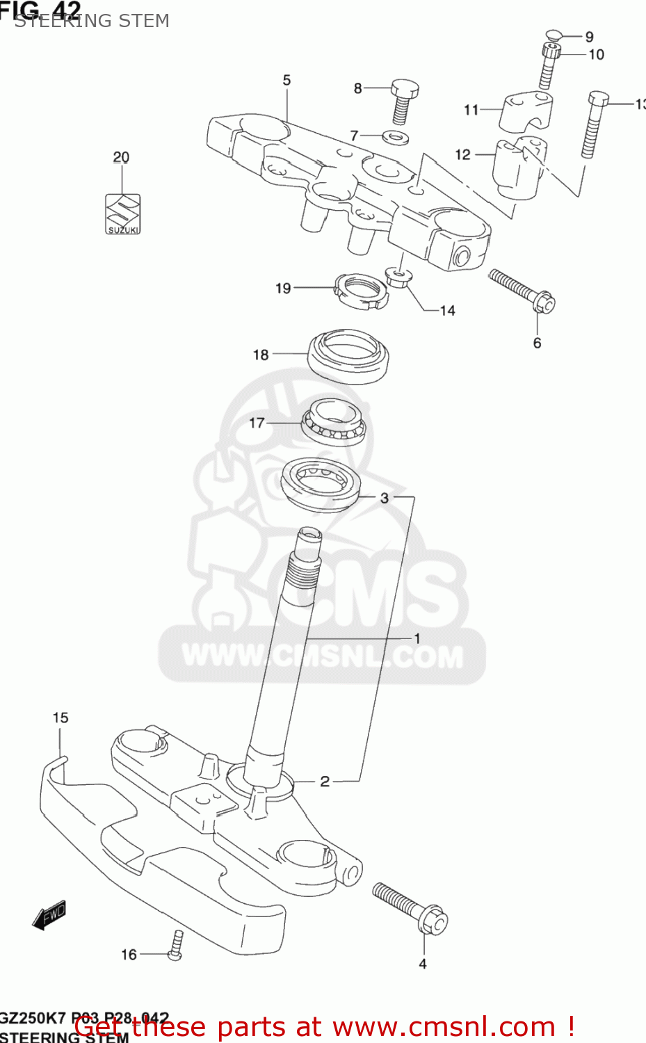 STEERING STEM GZ250 MARAUDER 2006 (K6) USA (E03)