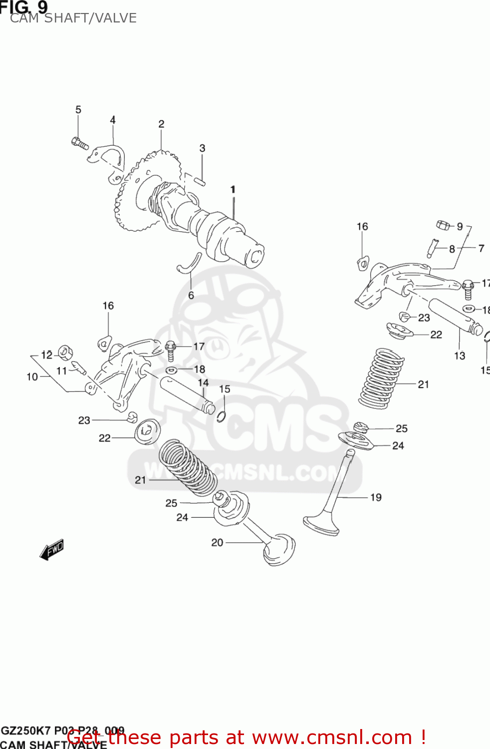 CAM SHAFT/VALVE GZ250 MARAUDER 2007 (K7) USA (E03)