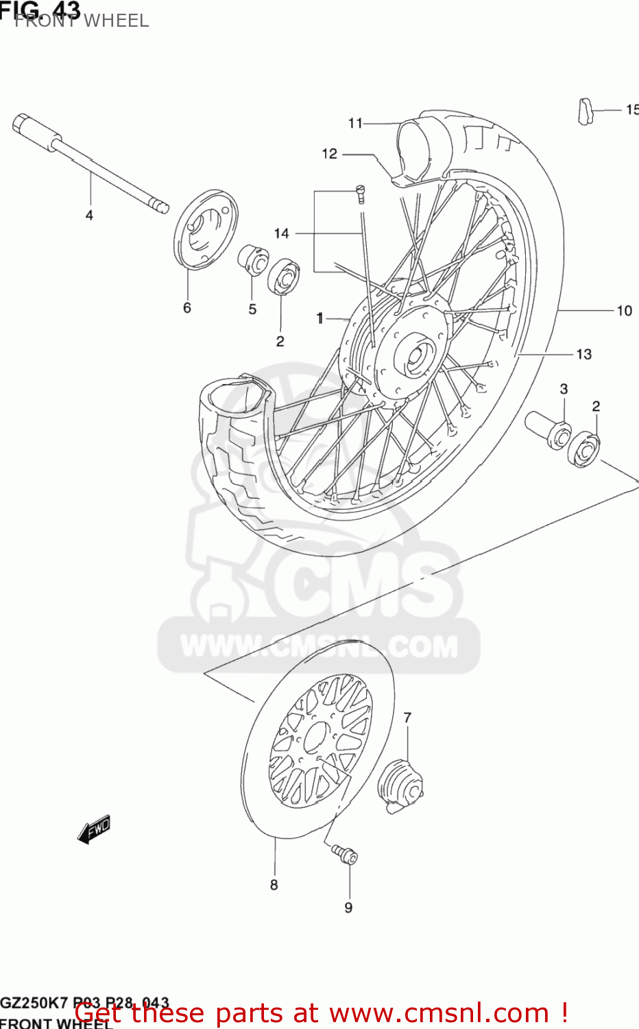 FRONT WHEEL GZ250 MARAUDER 2007 (K7) USA (E03)