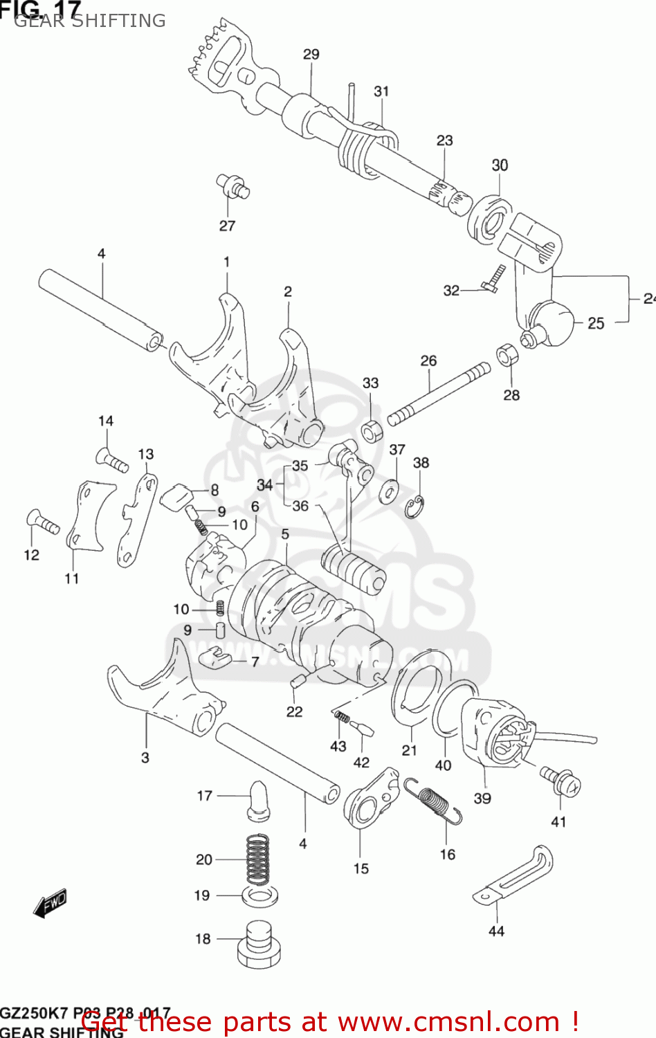 GEAR SHIFTING GZ250 MARAUDER 2007 (K7) USA (E03)